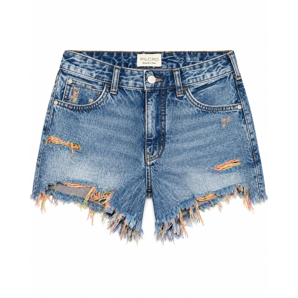 Pilcro Anthropologie Rainbow Fringe Denim Shorts 27 Distressed Y2K Festival